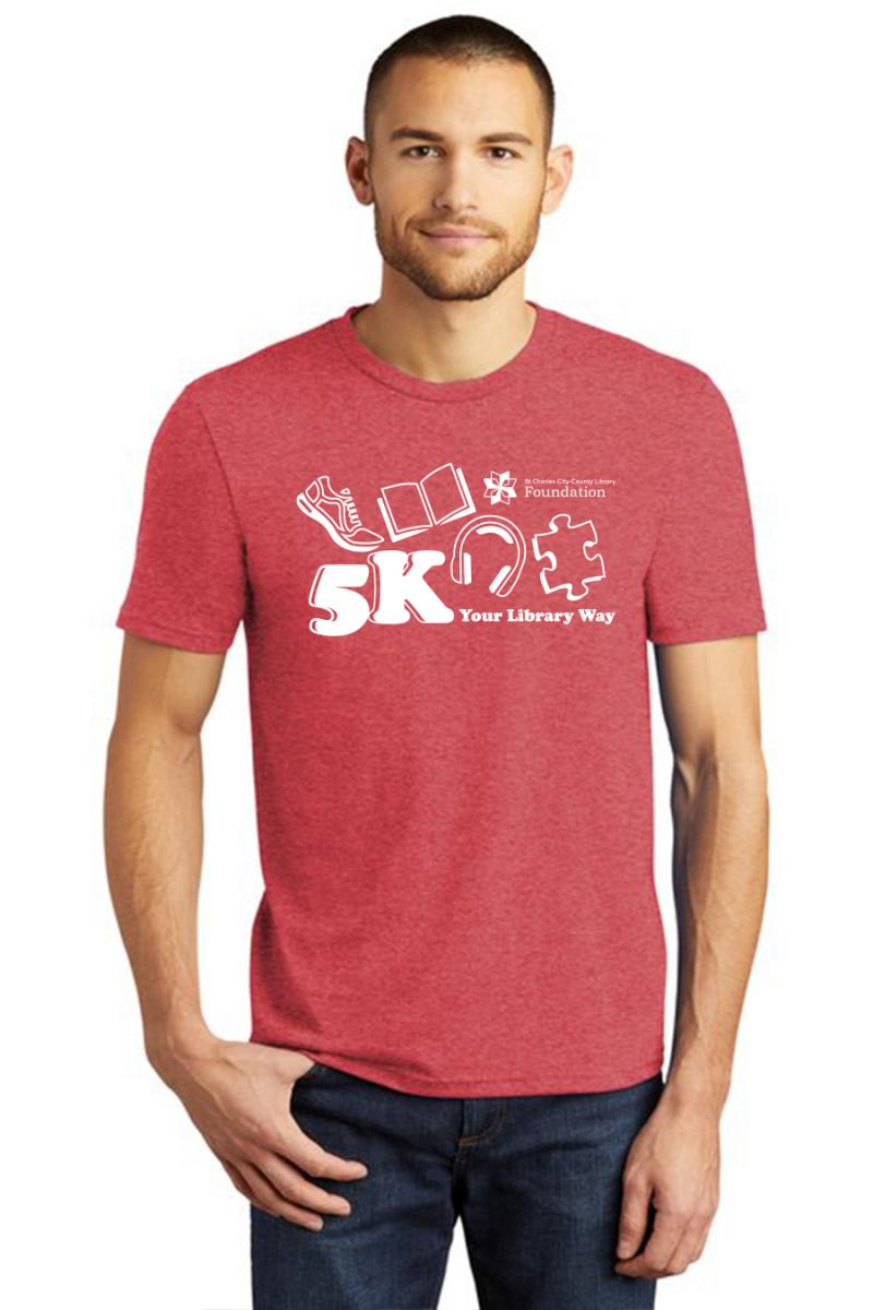 5K Your Library Way t-shirt with the 5k Your Library Way logo