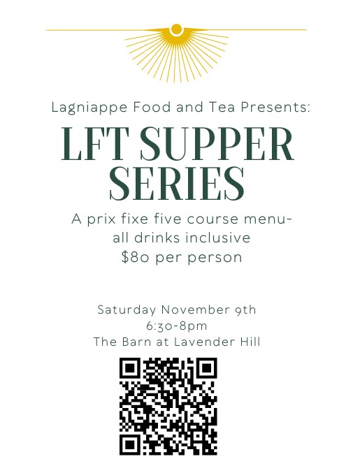 Lagniappe Food and Tea presents a five course Supper Series, Saturday November 9