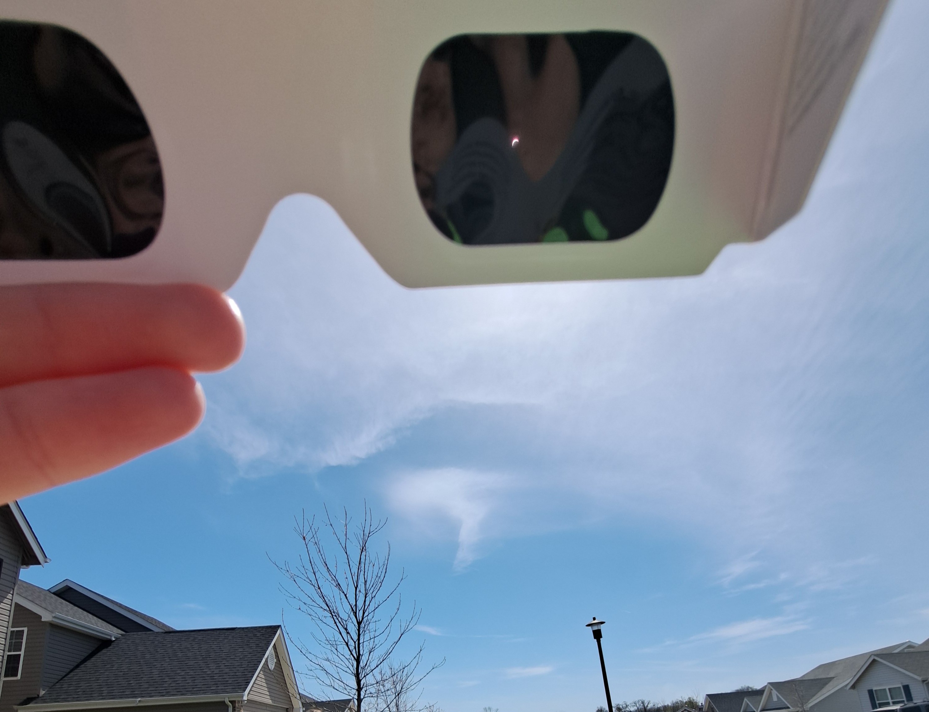 Image of the eclipse through the lens of the eclipse glasses