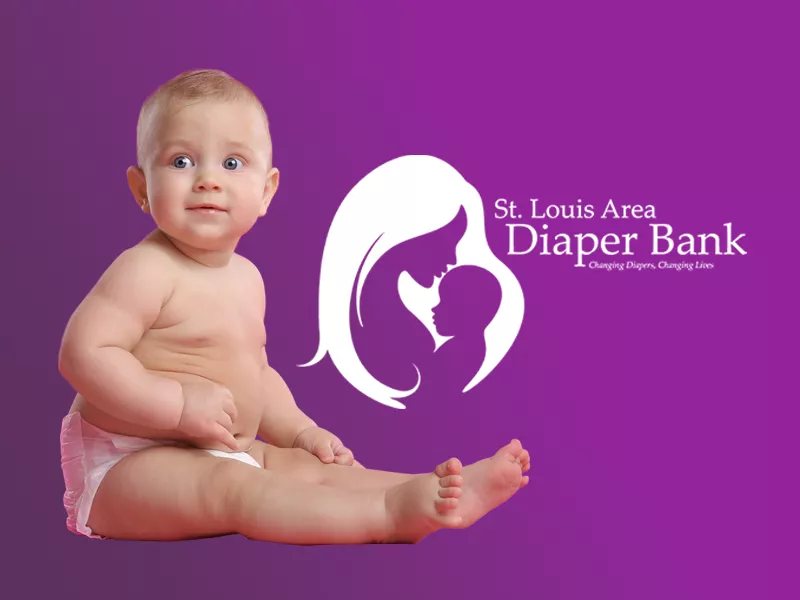 St. Louis Area Diaper Bank logo and picture of small child in a diaper