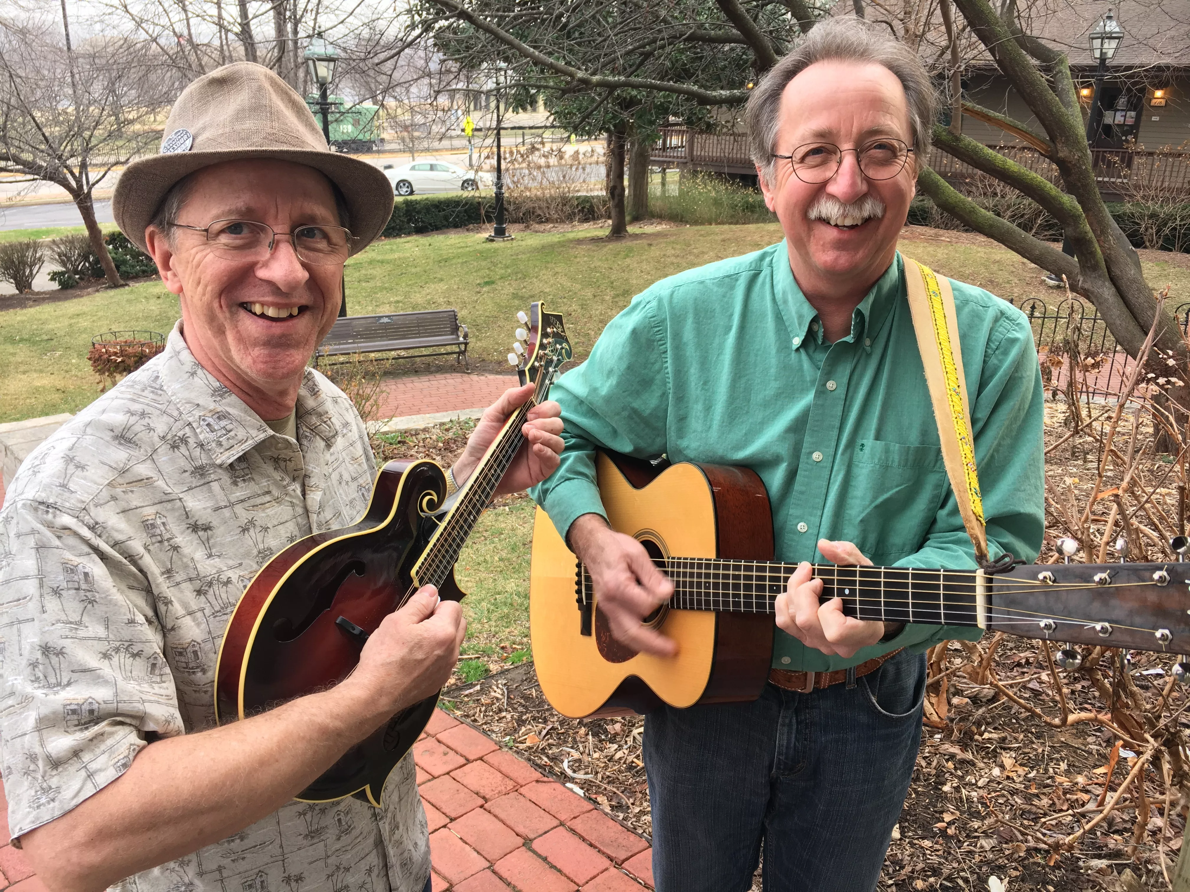 The Buckhannon Brothers with a guitar and mandolin 