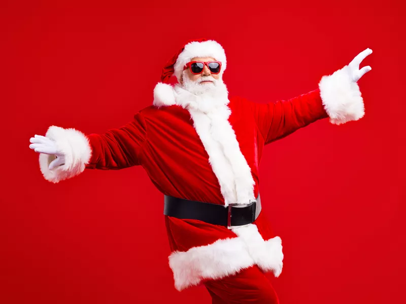 Santa in red sunglasses